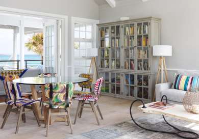 The library in the villa at thanda island.