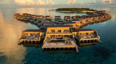Exterior of st regis maldives vommuli resort.
