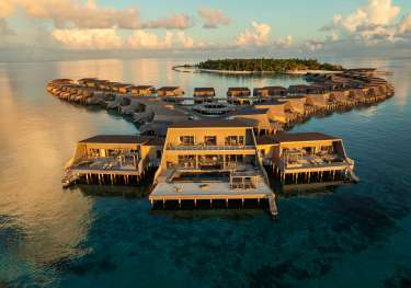 Exterior of st regis maldives vommuli resort.