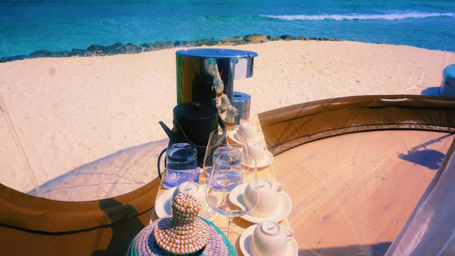 Coffee machine and kettle within the Beach Bubble