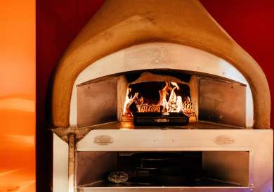 Woodfired oven in restaurant .