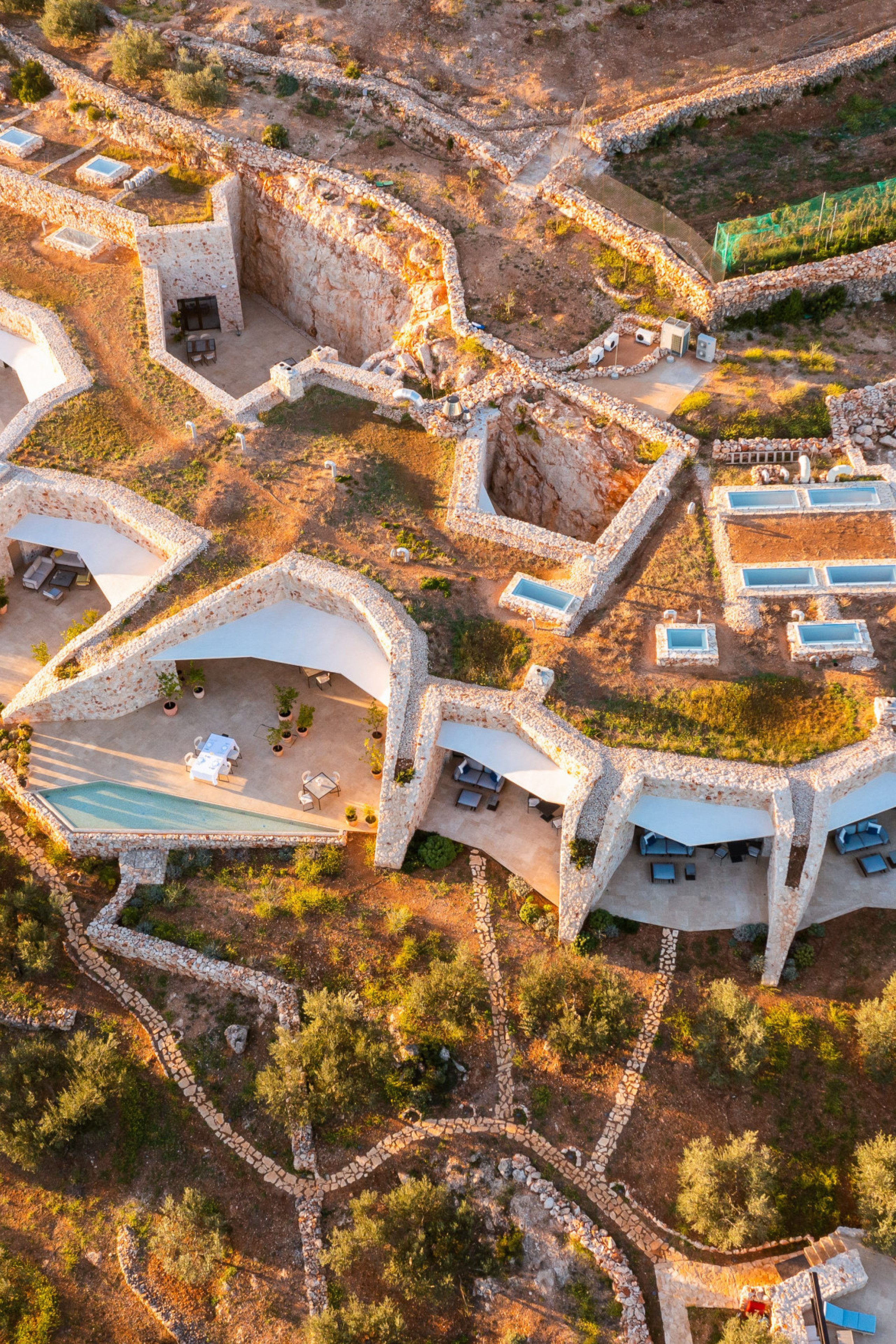 aerial view of hotel in croatia with swimming pool 