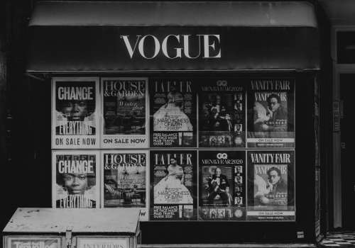 Vogue magazine stand fashion week.