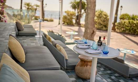 Outdoor bar area at W Ibiza hotel.