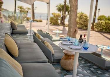 Outdoor bar area at W Ibiza hotel.