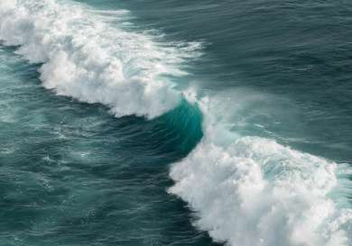 Photo of sea waves .