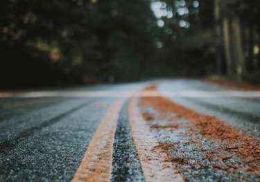 Yellow road markings.