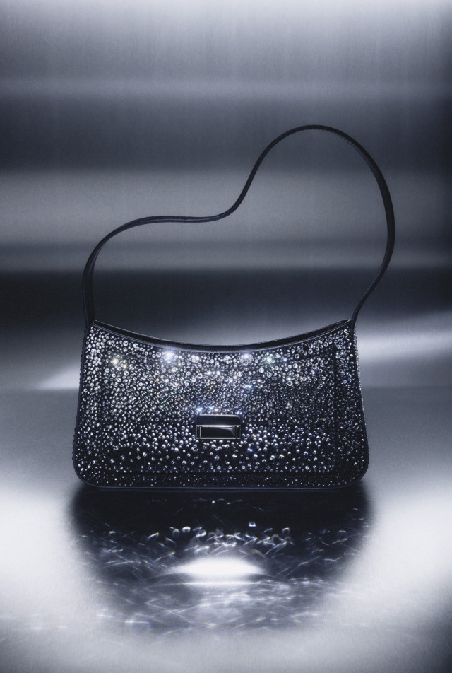 black bag covered in crystals