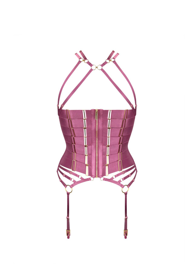 raspberry pink basque with strap details 