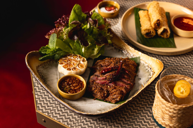 spring rolls and beef dish at miko mei fair