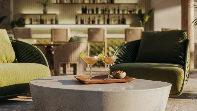 two cocktails on round table at nikki beach hotel 