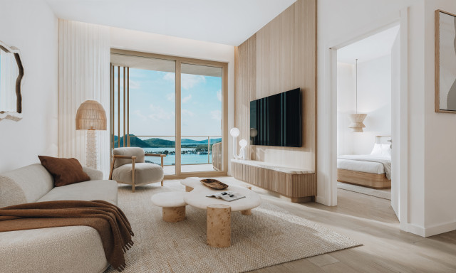 living room at antigua residence with cream interiors 