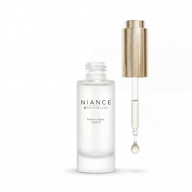 niance facial oil in frosted bottle 