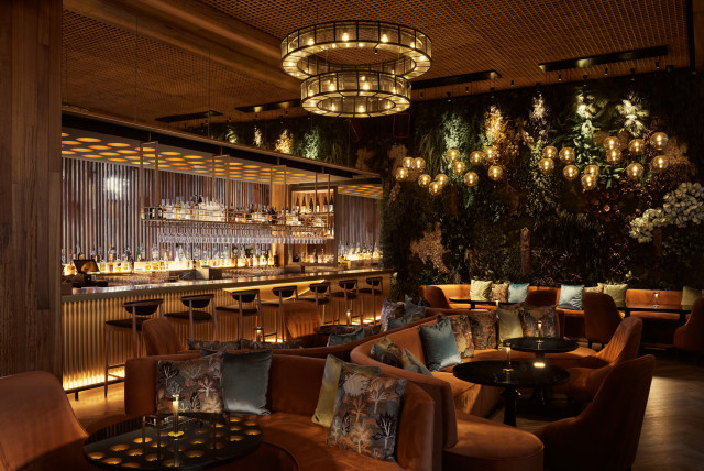 bar area with sofas at nobu marrakech
