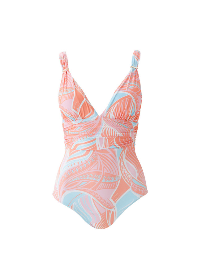 Melissa Odabash swimsuit in blue, orange, and pink