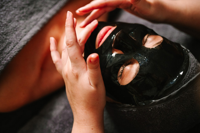 woman with gel face mask on 