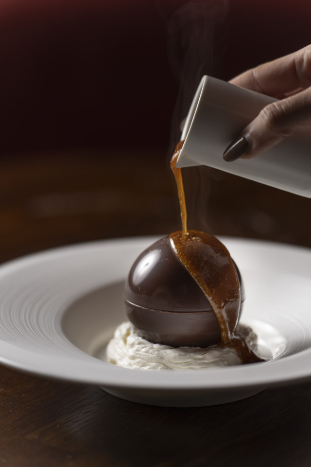 chocolate pudding at pivot restaurant