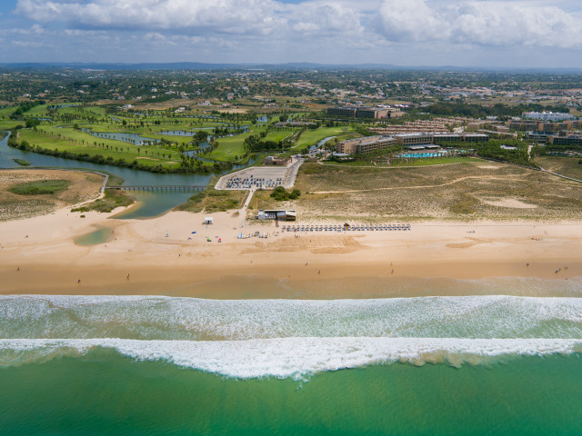 panoramic view of beach in the algarve, portugal