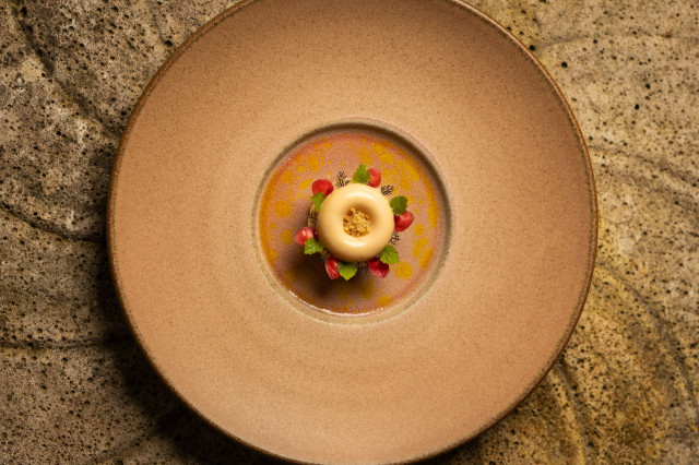 preserved plum dish at whatley manor