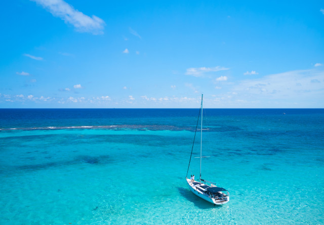 boat in the caribbean sea 