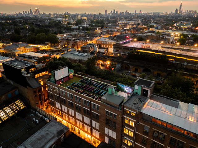 aerial view of peckham rooftop cinema