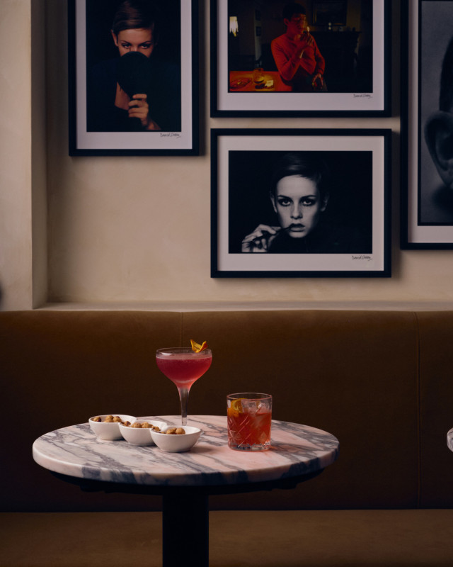 negronis on marble round table at Rosina 
