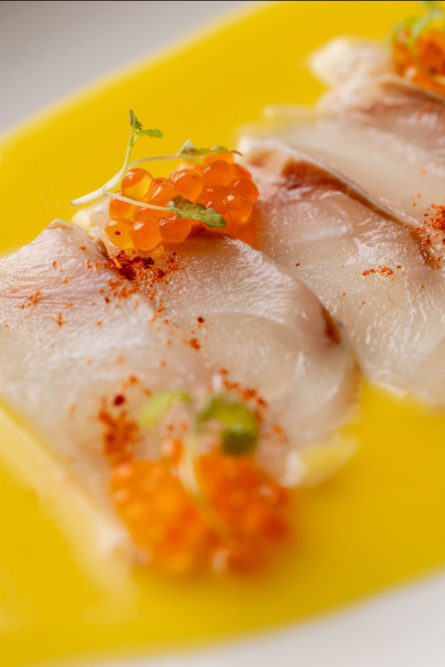raw fish topped with roe