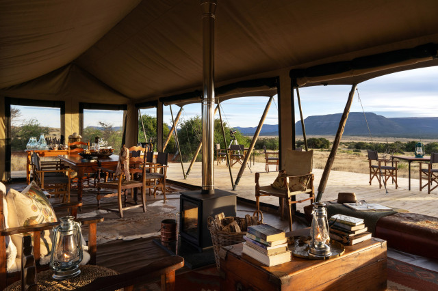 inside of luxurious safari camp