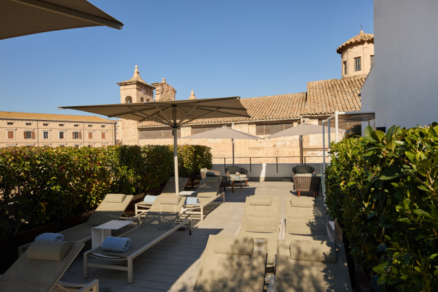 rooftop area with sunbeds