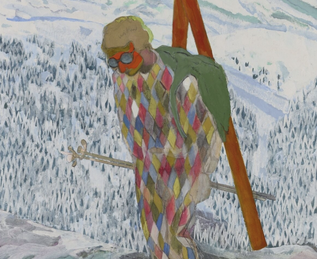 Peter Doig, Alpinist, 2022, Pigment on linen, 295cm x 195cm © Peter Doig, All Rights Reserved, DACS 2023