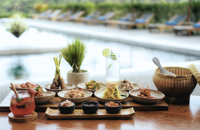 Traditional Balinese Dishes and International Cuisine at the Cabana Lounge.