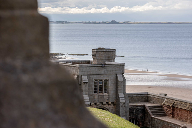 sea views looking past bamburgh castle's neville hall 