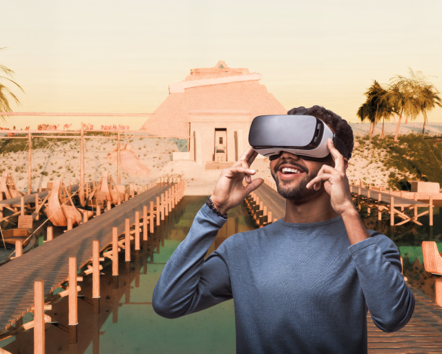 person using VR headset 