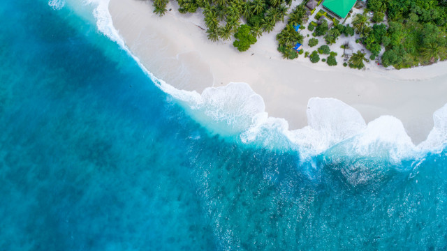 aerial view of a beach in the maldives