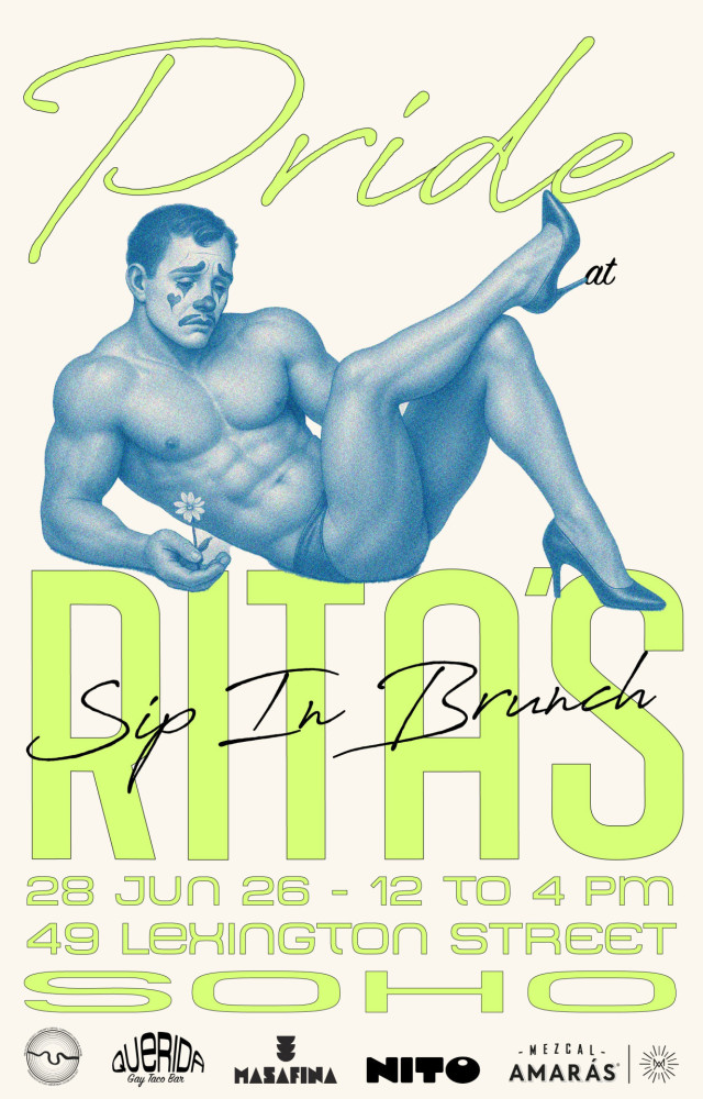sip in for pride brunch poster at Rita's Soho
