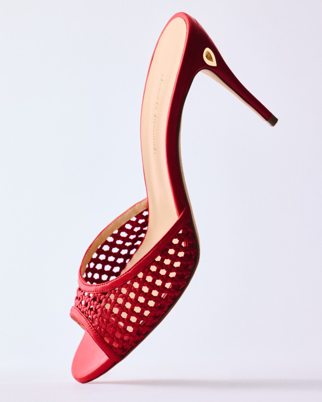 red woven mule 