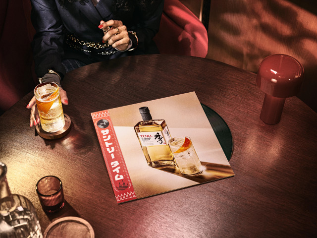 record on wooden table at mitsu in shoreditch