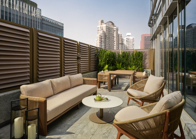 hotel balcony area at andaz itc shanghai