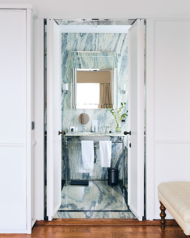 marble bathroom inside london hotel room 