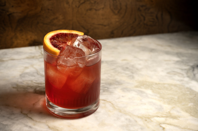 negroni with blood orange at the ned 