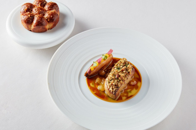 two dishes on table at restaurant 