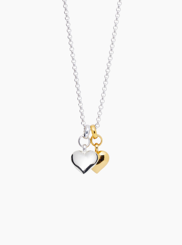silver and gold double heart necklace