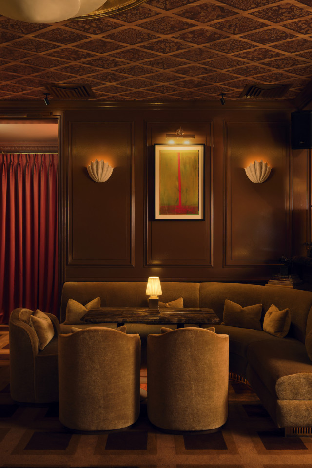 curved seating inside Tramp