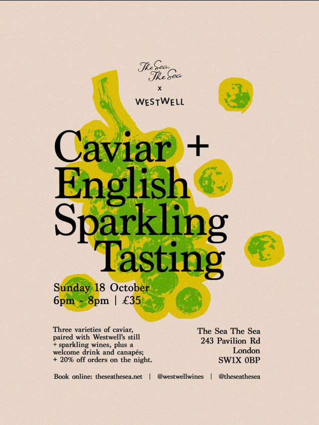 caviar and english sparkling wine tasting poster for the sea the sea 