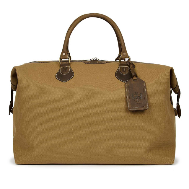 photo of sand-coloured explorer travel bag