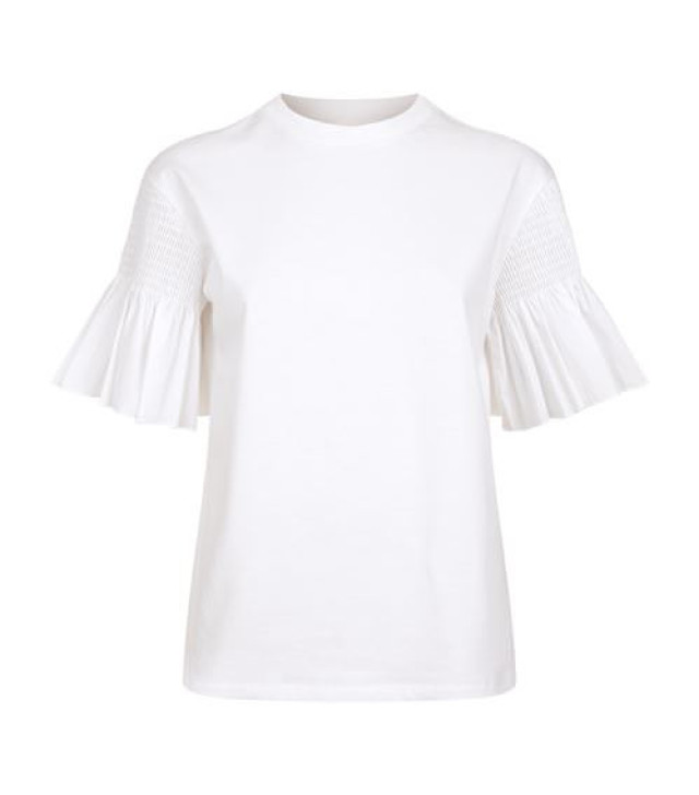 Victoria, Victoria Beckham, Smocked Sleeve T-Shirt, £200, Harrods.com