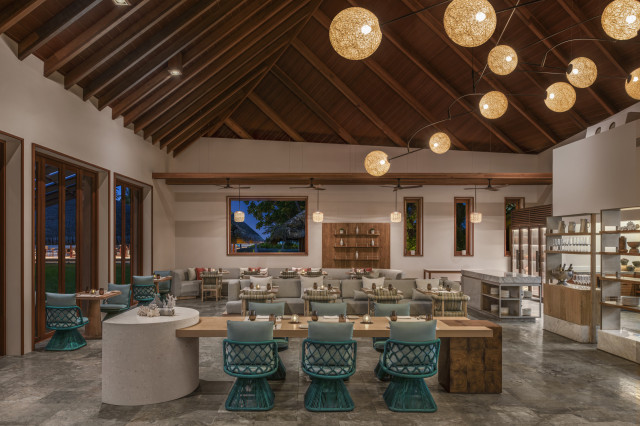 w maldives' kitchen restaurant by night