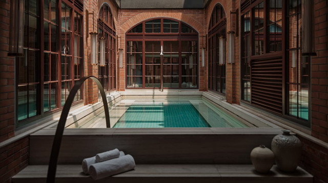 hotel plunge pool in courtyard