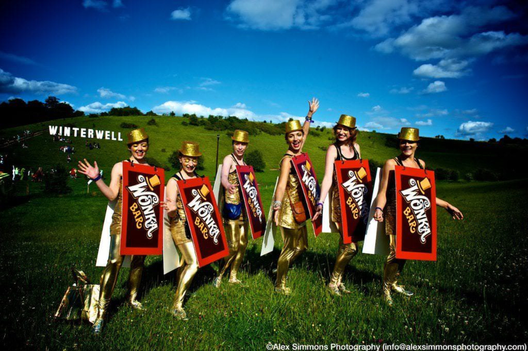 Winterwell festival - attendees dressed as Wonka bars